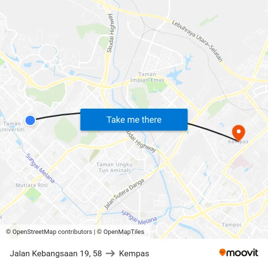 Jalan Kebangsaan 19, 58 to Kempas map
