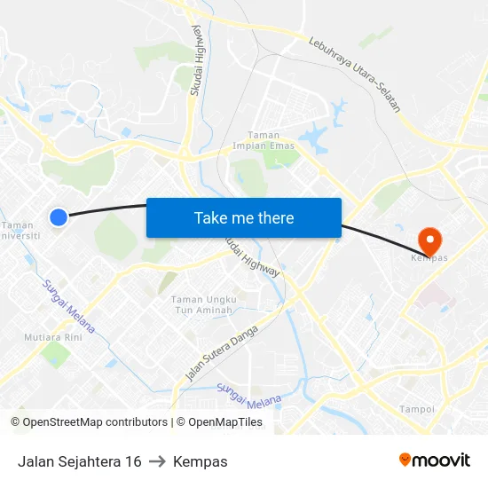 Jalan Sejahtera 16 to Kempas map