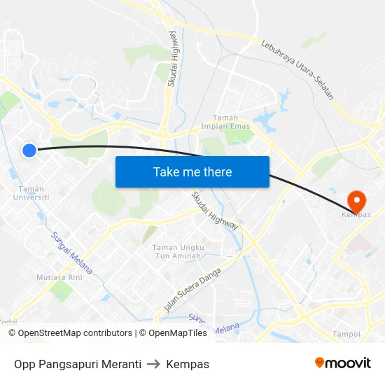 Opp Pangsapuri Meranti to Kempas map