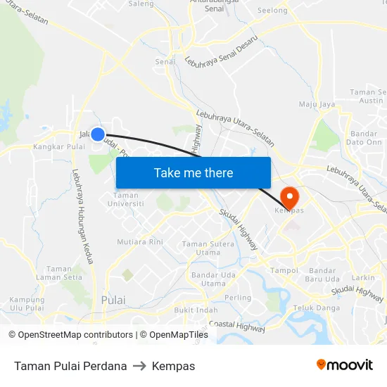 Taman Pulai Perdana to Kempas map