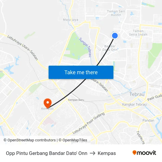 Opp Pintu Gerbang Bandar Dato' Onn to Kempas map