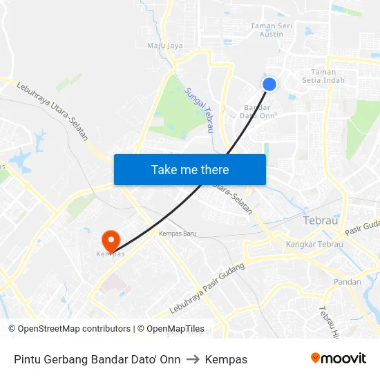 Pintu Gerbang Bandar Dato' Onn to Kempas map