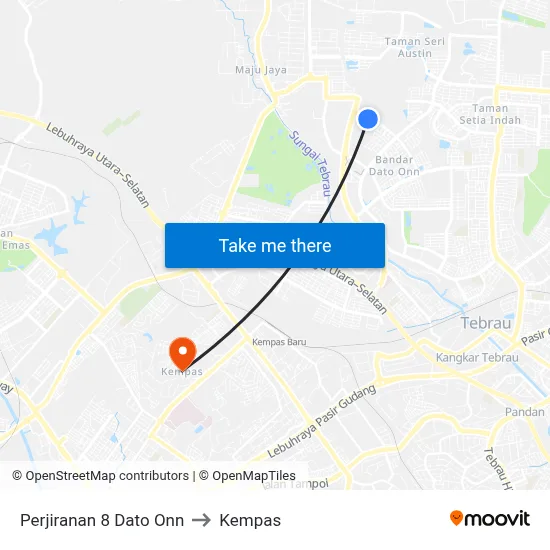 Perjiranan 8 Dato Onn to Kempas map