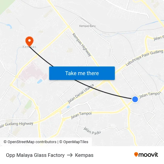 Opp Malaya Glass Factory to Kempas map