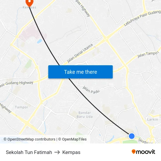 Sekolah Tun Fatimah to Kempas map