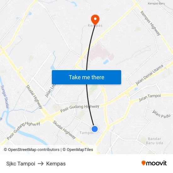 Sjkc Tampoi to Kempas map