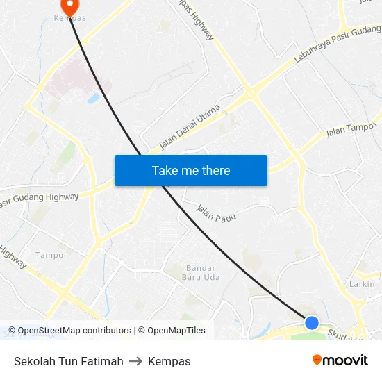 Sekolah Tun Fatimah to Kempas map