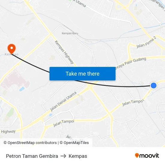 Petron Taman Gembira to Kempas map