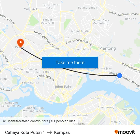 Cahaya Kota Puteri 1 to Kempas map