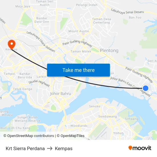 Krt Sierra Perdana to Kempas map