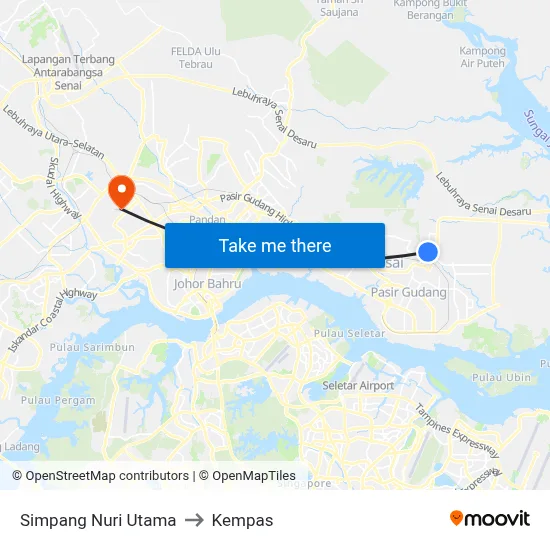 Simpang Nuri Utama to Kempas map