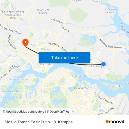 Masjid Taman Pasir Putih to Kempas map