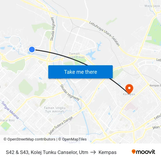 S42 & S43, Kolej Tunku Canselor, Utm to Kempas map
