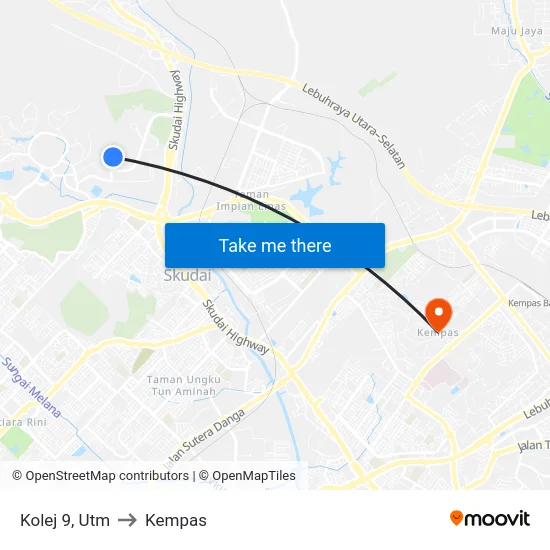 Kolej 9, Utm to Kempas map