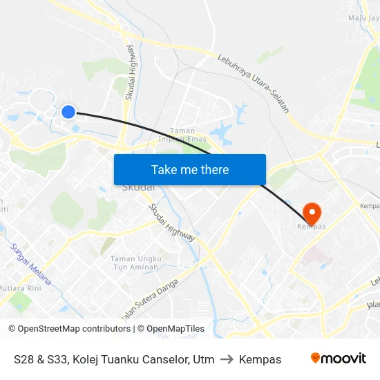 S28 & S33, Kolej Tuanku Canselor, Utm to Kempas map