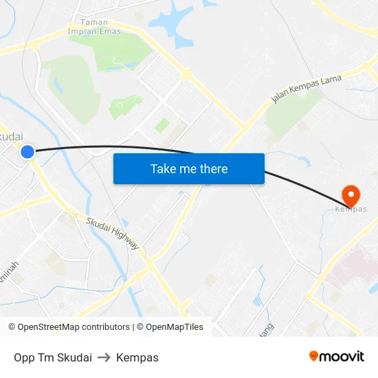 Opp Tm Skudai to Kempas map