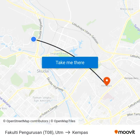 Fakulti Pengurusan (T08), Utm to Kempas map