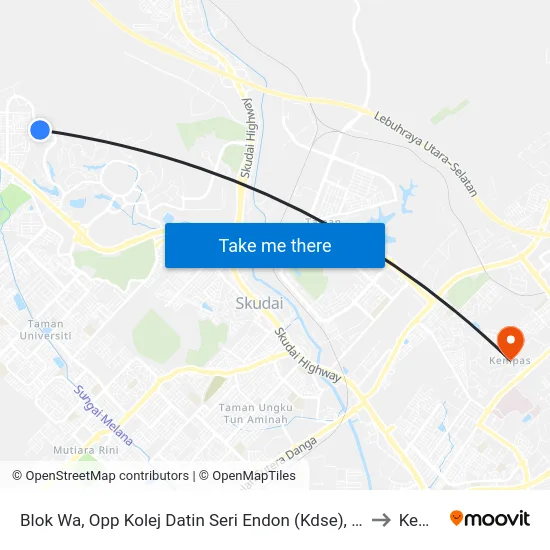 Blok Wa, Opp Kolej Datin Seri Endon (Kdse), Utm (No Bus Shelter) to Kempas map