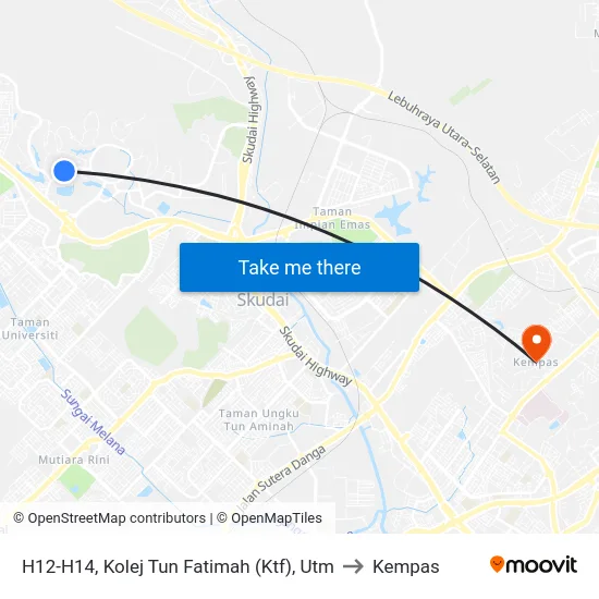 H12-H14, Kolej Tun Fatimah (Ktf), Utm to Kempas map