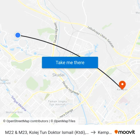 M22 & M23, Kolej Tun Doktor Ismail (Ktdi), Utm to Kempas map