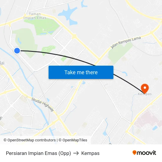 Persiaran Impian Emas (Opp) to Kempas map