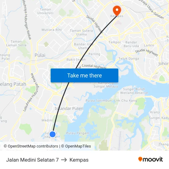 Jalan Medini Selatan 7 to Kempas map