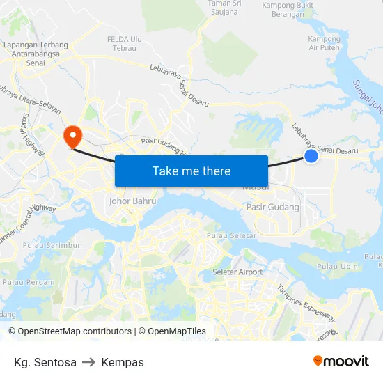 Kg. Sentosa to Kempas map