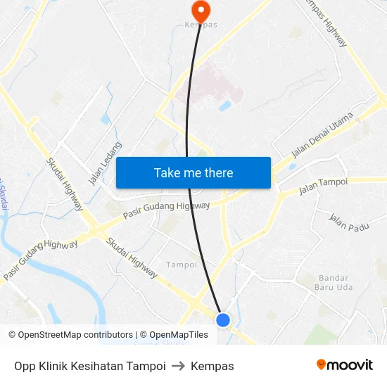 Opp Klinik Kesihatan Tampoi to Kempas map