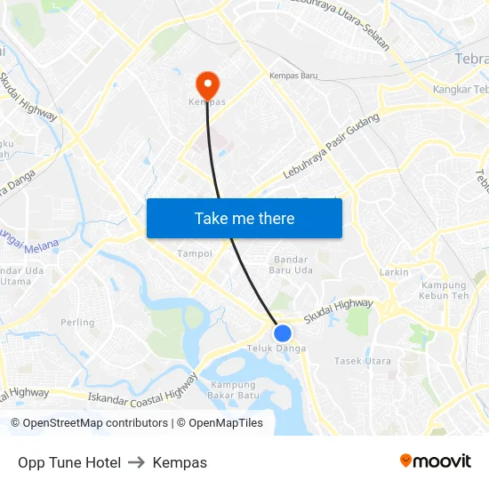 Opp Tune Hotel to Kempas map