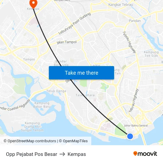 Opp Pejabat Pos Besar to Kempas map
