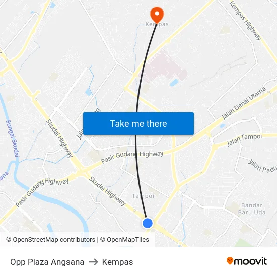 Opp Plaza Angsana to Kempas map