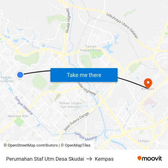 Perumahan Staf Utm Desa Skudai to Kempas map