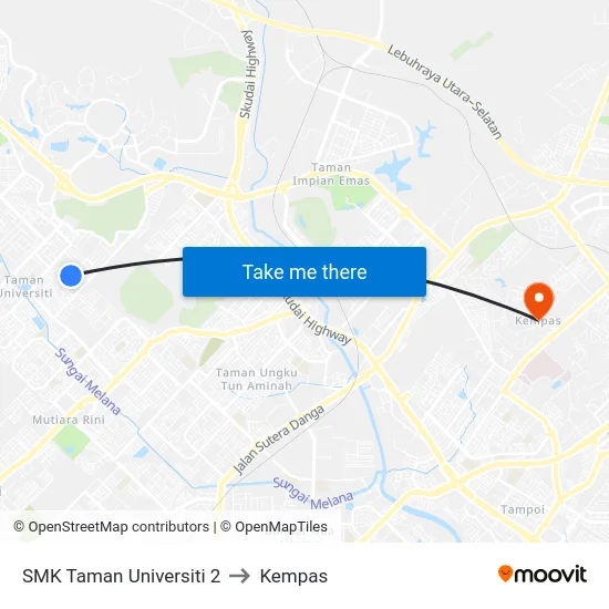 SMK Taman Universiti 2 to Kempas map