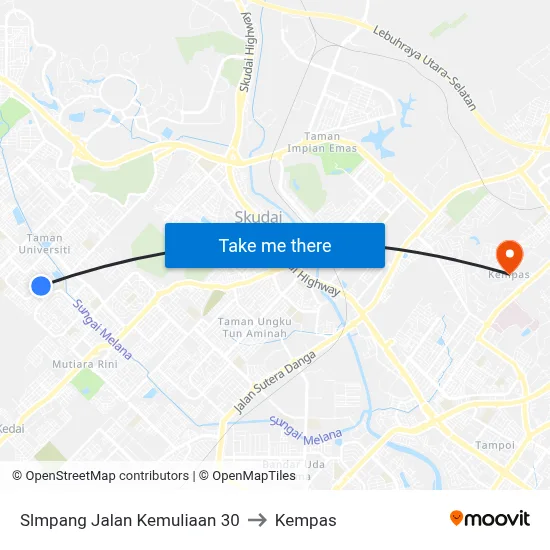 Slmpang Jalan Kemuliaan 30 to Kempas map