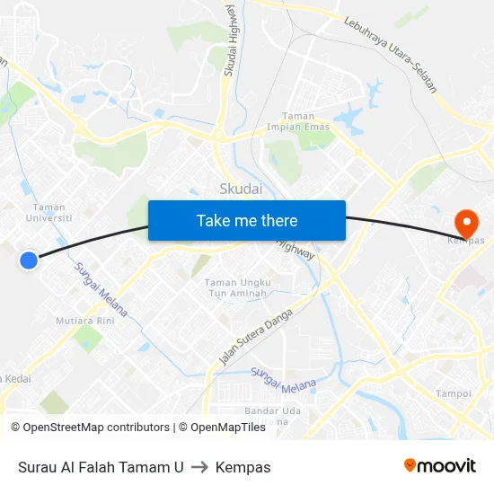 Surau Al Falah Tamam U to Kempas map