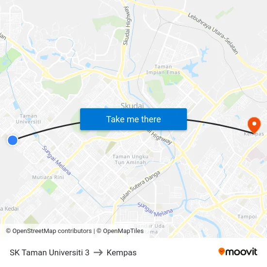SK Taman Universiti 3 to Kempas map