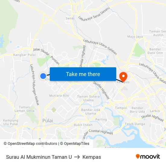 Surau Al Mukminun Taman U to Kempas map