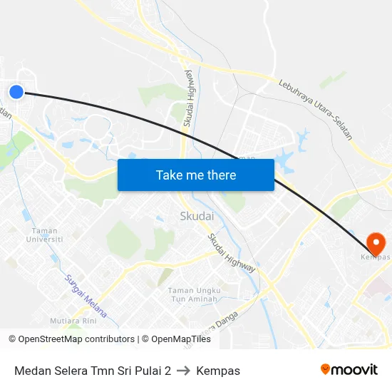 Medan Selera Tmn Sri Pulai 2 to Kempas map