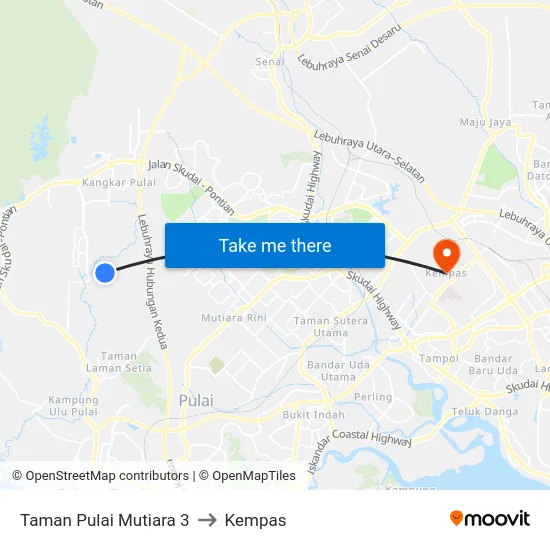 Taman Pulai Mutiara 3 to Kempas map