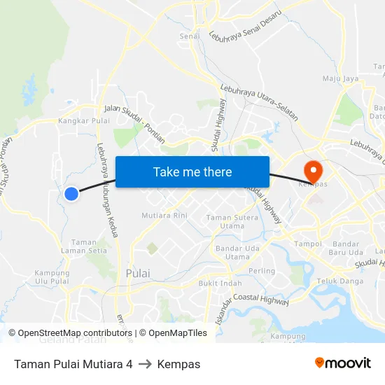 Taman Pulai Mutiara 4 to Kempas map