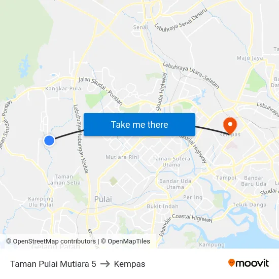 Taman Pulai Mutiara 5 to Kempas map