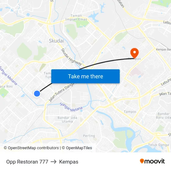 Opp Restoran 777 to Kempas map