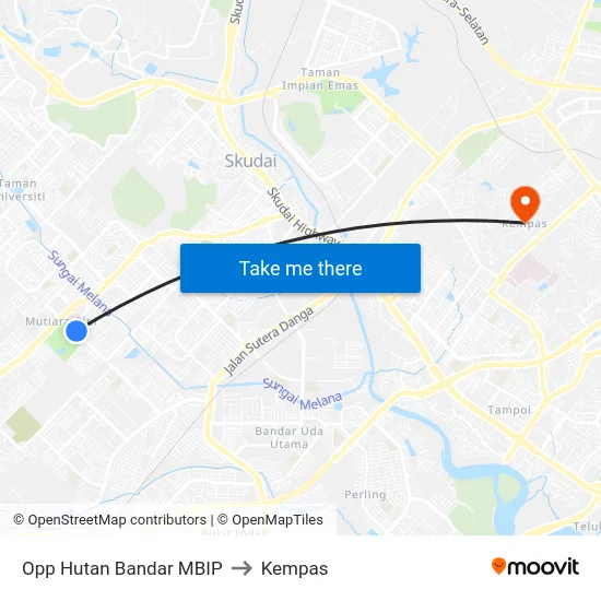 Opp Hutan Bandar MBIP to Kempas map