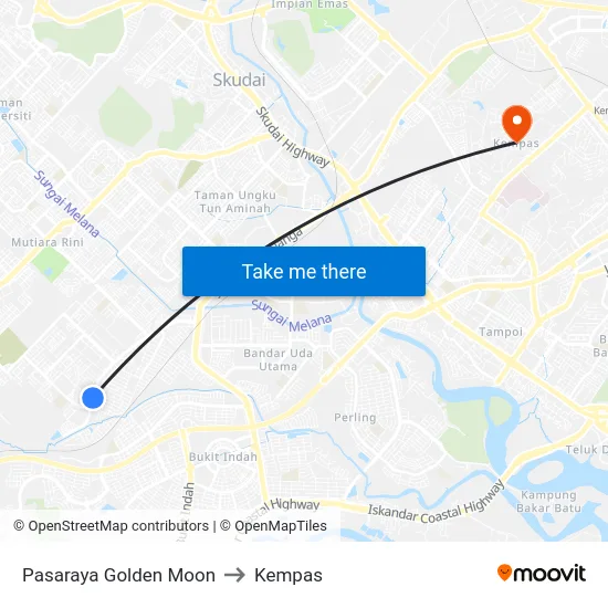 Pasaraya Golden Moon to Kempas map
