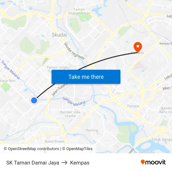 SK Taman Damai Jaya to Kempas map