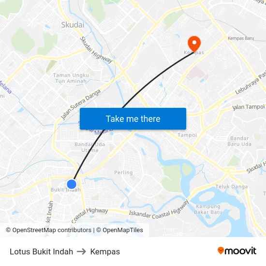 Lotus Bukit Indah to Kempas map