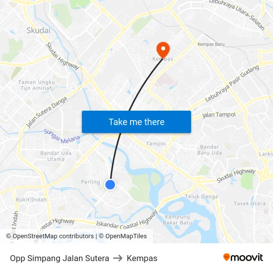 Opp Simpang Jalan Sutera to Kempas map