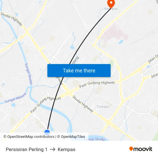 Persisiran Perling 1 to Kempas map