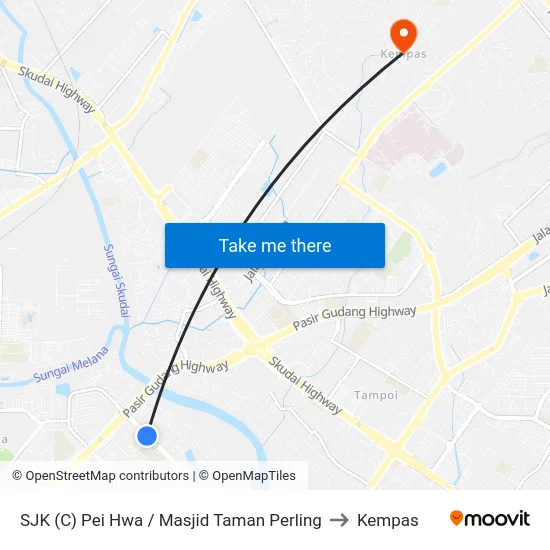 SJK (C) Pei Hwa / Masjid Taman Perling to Kempas map