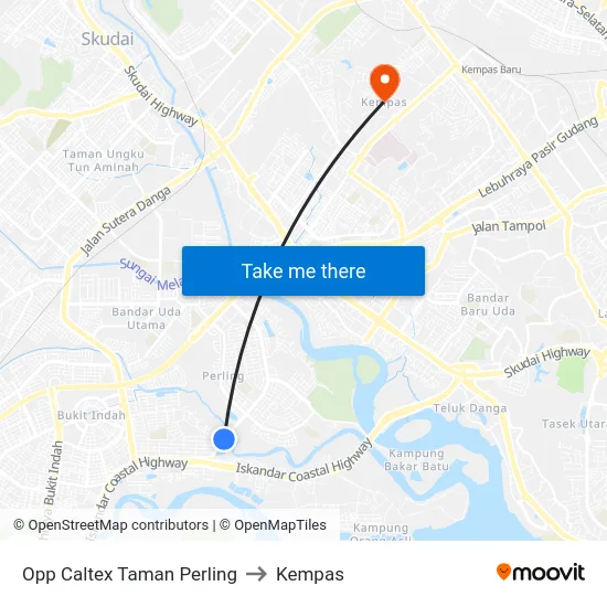Opp Caltex Taman Perling to Kempas map